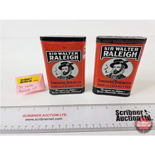 Sir Walter Raleigh Tobacco Pocket Tins (2) (Both : 4-1/2"H x 3"W x 3/4"D)