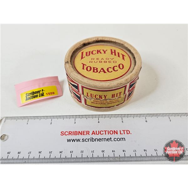 Lucky Hit Tobacco Can (Cardboard) : (Measures : 1-3/4"H x 3-1/4"Dia)