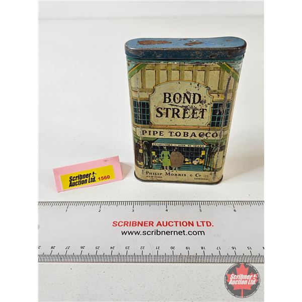 Bond Street Pipe Tobacco Pocket Tin : "Established Over 90 Years" (Measures : 4-1/2"H x 3"W x 1"D)