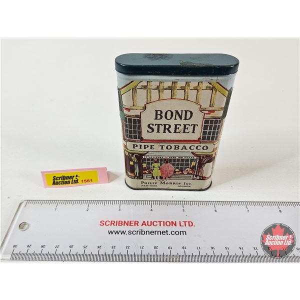 Bond Street Pipe Tobacco Pocket Tin : "Established Over 100 Years" (Measures : 4-1/2"H x 3"W x 1"D)