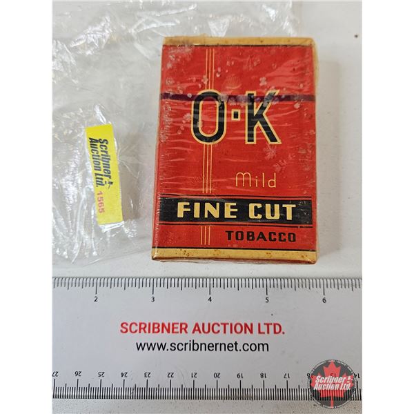 Vintage O-K Mild Fine Cut Tobacco Soft Pack (Unopened) (Marked "6-10-D") (4"H x 2-3/4"W x 1"D)