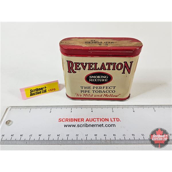 Revelation Pipe Tobacco Pocket Tin : (Seal Indicates Supplied for Armed Forces Use) (Measures : 3"H 