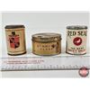 Image 4 : Vintage Paper Label Tobacco Tin Trio : - St. Bruno Flake Tobacco Can  - W.E. Garrett & Sons Snuff (U