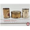 Image 5 : Vintage Paper Label Tobacco Tin Trio : - St. Bruno Flake Tobacco Can  - W.E. Garrett & Sons Snuff (U
