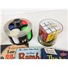 Image 4 : Vintage Game & Book Combo : Rubix Cube; Card Games; Poker Chips; Parker Bros. Waterworks; Variety of
