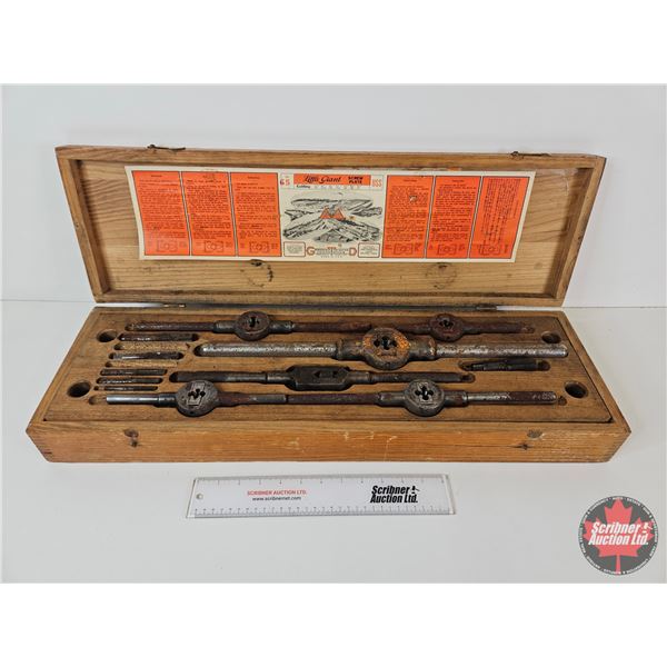 GTD Little Giant Tap & Die Set in Wood Case  (Note : 2 Thread Taps Missing) (Measures : 4"H x 28-1/2
