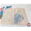 Image 14 : Back to School : Unused Old Stock Lined Scribblers (17); Rulers; Geometry Set; Victory Harmonica; Co