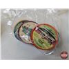Image 4 : Biscuit Tin w/Jello Pogs : Airplanes; Cars; Dogs; Football; etc