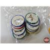 Image 5 : Biscuit Tin w/Jello Pogs : Airplanes; Cars; Dogs; Football; etc