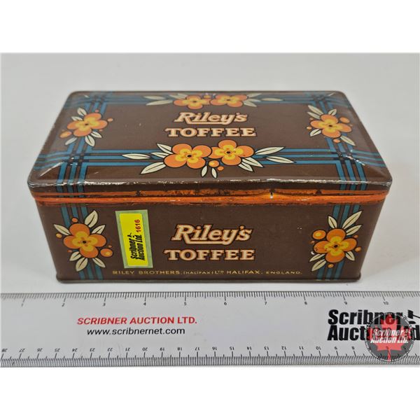 Riley's Toffee Tin : (3-1/4"H x 8"W x 4-1/2"D)