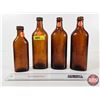 Image 1 : Amber Glass Cod Liver Oil Bottles (4) (Tallest : 9"H)