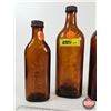 Image 3 : Amber Glass Cod Liver Oil Bottles (4) (Tallest : 9"H)