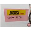 Image 8 : White Rose Coin Bank  (Note : Slot Gouged on the Top) (Measures : 3"H x 2"Dia)