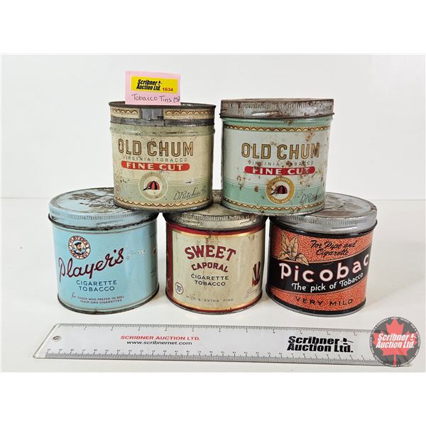 Tobacco Tins (5):  - Players - Picobac - Sweet Caporal - Old Chum