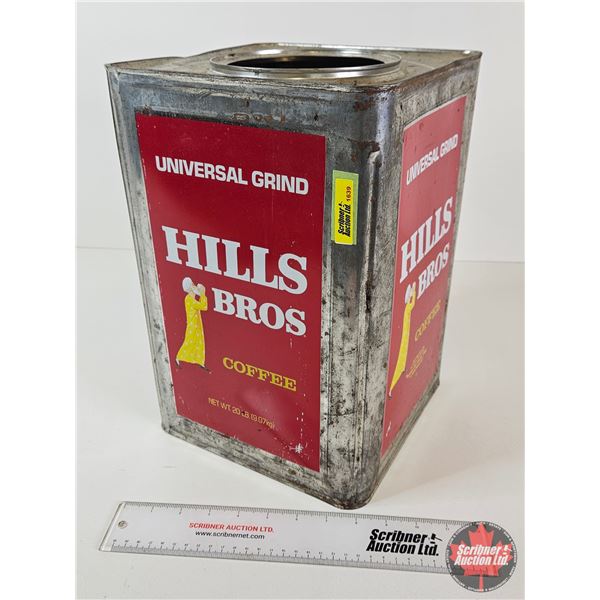Hills Bros Coffee Tin  (Measures : 14"H x 9-1/2"W x 9-1/2"D)
