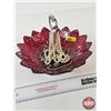 Image 1 : Carnival Glass Fruit Bowl w/Costume Jewelry : Earrings & Necklaces (Bowl Measures : 10"Dia)