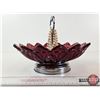 Image 2 : Carnival Glass Fruit Bowl w/Costume Jewelry : Earrings & Necklaces (Bowl Measures : 10"Dia)