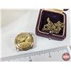 Image 3 : Vintage Floral Design Plate (Crack) w/Jewelry : Lockets (3); Necklace; Pendant Watch; Vintage Kremen