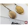 Image 5 : Vintage Floral Design Plate (Crack) w/Jewelry : Lockets (3); Necklace; Pendant Watch; Vintage Kremen
