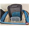 Image 2 : Plastic Totes w/Lids (4) (Largest : 16"H x 40"W x 21"D)