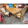 Image 14 : French Louis XV Style Dining Room Table & 4 Chairs (Table : 30"H x 44"W x 82"L) (112"L w/Leaf)