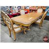 Image 1 : French Louis XV Style Dining Room Table & 4 Chairs (Table : 30"H x 44"W x 82"L) (112"L w/Leaf)