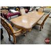 Image 4 : French Louis XV Style Dining Room Table & 4 Chairs (Table : 30"H x 44"W x 82"L) (112"L w/Leaf)