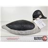Image 5 : Wooden Duck Decoy (Consignor Tag - Working Whistler Drake c. 1950)  (Measures : 6"H x 6"W x 14"L)