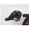 Image 8 : Wooden Duck Decoy (Consignor Tag - Working Whistler Drake c. 1950)  (Measures : 6"H x 6"W x 14"L)