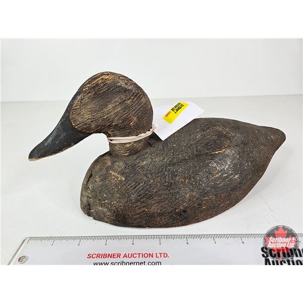 Wooden Duck Decoy (Consignor Tag - Working Canvasback Primitive 1920's)  (Measures : 5-1/2"H x 5-1/2