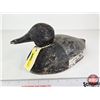 Image 1 : Wooden Duck Decoy (Consignor Tag - Working Blue Bill Drake Tack Eyes 1930's)  (Measures : 5-1/2"H x 
