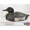 Image 2 : Wooden Duck Decoy (Consignor Tag - Working Blue Bill Drake Tack Eyes 1930's)  (Measures : 5-1/2"H x 