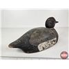 Image 4 : Wooden Duck Decoy (Consignor Tag - Working Blue Bill Drake Tack Eyes 1930's)  (Measures : 5-1/2"H x 