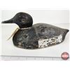 Image 8 : Wooden Duck Decoy (Consignor Tag - Working Blue Bill Drake Tack Eyes 1930's)  (Measures : 5-1/2"H x 