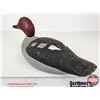 Image 3 : Wooden Duck Decoy (Consignor Tag - Working Red Head Glass Eyes 1920's)  (Measures : 6"H x 5"W x 14"L
