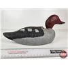 Image 5 : Wooden Duck Decoy (Consignor Tag - Working Red Head Glass Eyes 1920's)  (Measures : 6"H x 5"W x 14"L