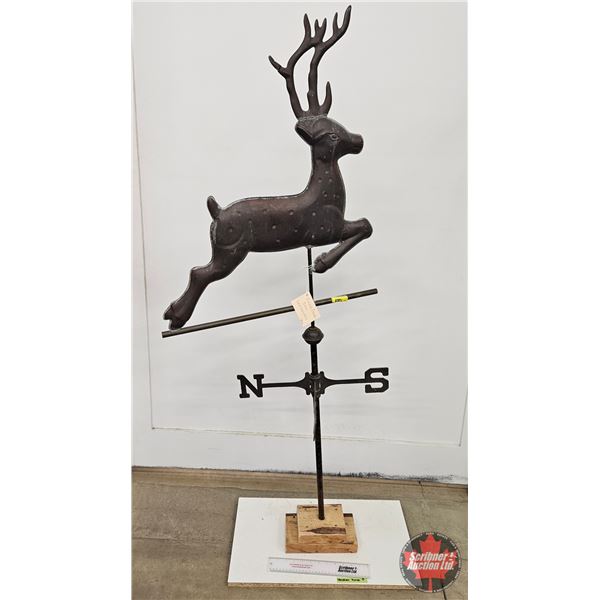 Vintage Copper Stag Weathervane  (Measures : 62"H)
