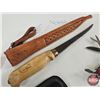Image 2 : Knife Trio : - J. Marttiini Filleting Knife (10-1/2"L) - Schrade Folding Knife - Swiss Army Knife