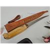 Image 4 : Knife Trio : - J. Marttiini Filleting Knife (10-1/2"L) - Schrade Folding Knife - Swiss Army Knife