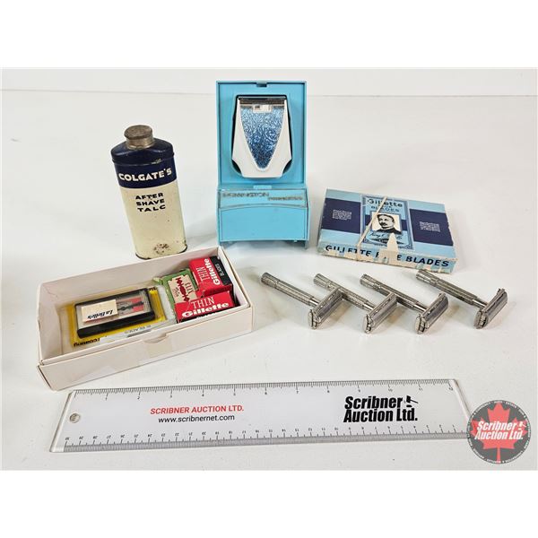 Shaving Combo : Gillette Razor Blades ; Razors ; After Shave Talc ; Ladies Razor