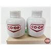Image 4 : Vintage Combo : Automotive Fuses ; Tire Repair Tin ; Esso Iosol Tin ; Co-op Salt & Pepper Shakers (T