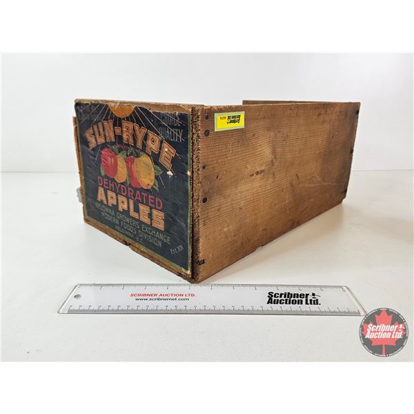 Vintage Sun-Rype Apples Wood Crate : Paper Label (Measures : 8"H x 17-1/2"W x 11-1/4"D)