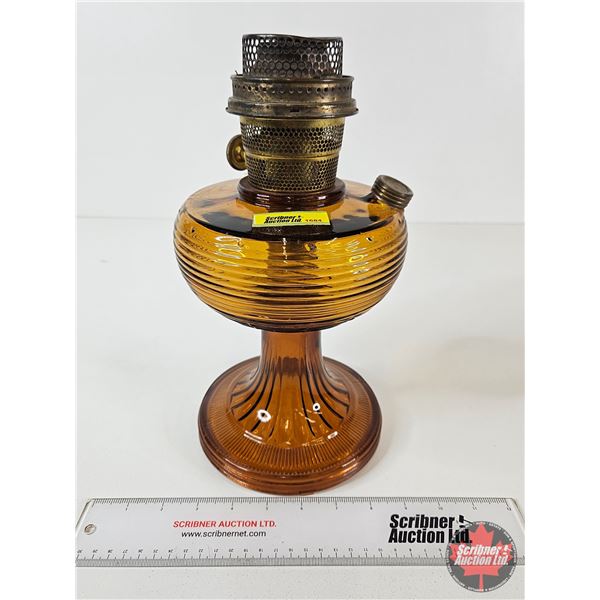 Aladdin Amber Beehive Lamp : B Burner (c. 1940) : (No Chimney) (Measures : 12"H)