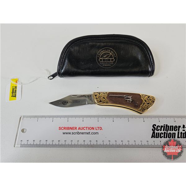 Franklin Mint Collector Folding Knife : Colt Army Peacemaker : c/w Soft Case (Open Length : 7")
