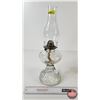 Image 2 : Oil Lamp : Clear Glass : Swirl Pattern : White Flame Burner (Measures w/Chimney : 18"H)