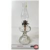 Image 3 : Oil Lamp : Clear Glass : Swirl Pattern : White Flame Burner (Measures w/Chimney : 18"H)