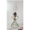 Image 7 : Oil Lamp : Clear Glass : Swirl Pattern : White Flame Burner (Measures w/Chimney : 18"H)