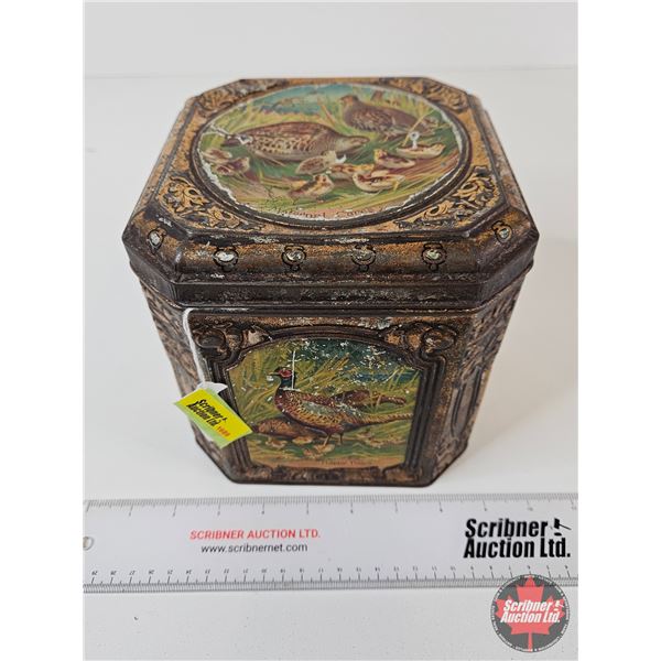 Colman's Mustard Embossed Tin : Hinged Tin : w/Wild Animal Motif (c.1910) (Measures : 7"H x 7"W x 7"