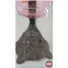 Image 7 : Oil Lamp : Cast Iron Base : Cranberry Glass Font : Oval Chimney (c. 1870) (Measures w/Chimney : 19-3