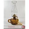Image 1 : Amber Finger Oil Lamp : Peanut Design (Measures w/Chimney : 11"H)
